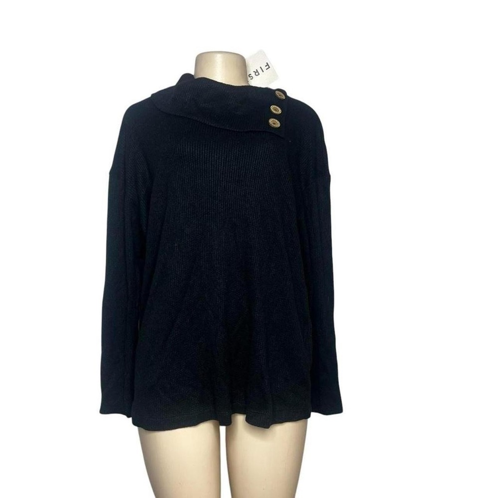 Black Sweater with Button Detail